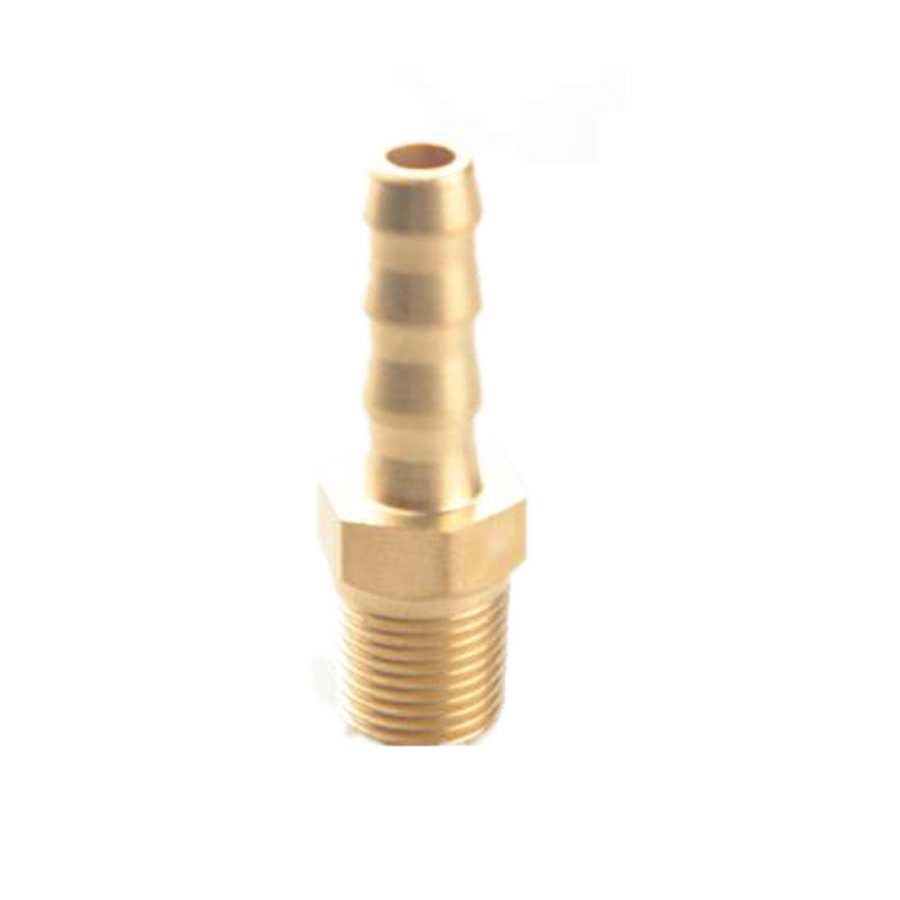 2PCS Brass Hose Barb Fitting Coupler/Connector 3/8" Male Barb to 1/8" NPT Pipe Male Thread - 3