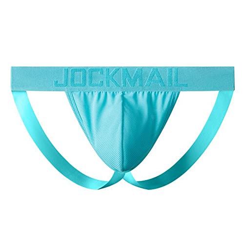 JOCKMAIL Mens Jockstrap Underwear Jock Straps Male Athletic Supporters for Men Light Blue