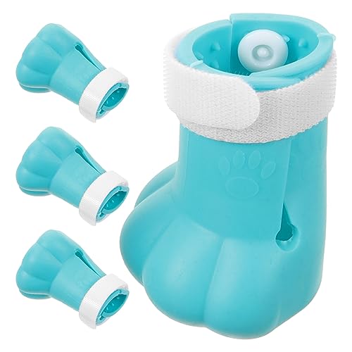 Happyyami 4 Piezas Cubierta de pie de Gato de Silicona rascarse Esmalte de uñas Ojo de Gato Protector de Zapatillas Cubierta Protectora de pies de Gato Calcetines para Gatos Gel de sílice