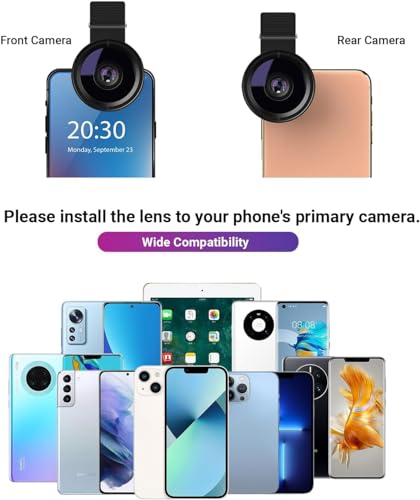 Image of TYROCX Phone Camera Lens, 2 in 1 Cell Phone Clip-on Lens Kit 0.45X Wide Angle Lens 140+ 12.5X Macro Lens Clip-on Phone Lens for All Smartphones