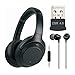 Sony WH-1000XM3 Wireless Noise-Canceling Over-Ear Headphones (Black, USA Warranty) with Sony in-Ear Headphones with mic (Black) and USB Bluetooth Adapter Bundle