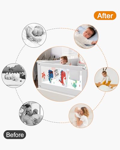 Sponde Letto Bambini 180 CM,Sponda per Letto di Sicurezza per Bambini,Bambini Barriera Letto Altezza può Sollevamento Verticale,Bambini Può Sollevamento Verticale Sponda Letto anti Caduta(Un Lato) - 4