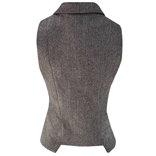 Women Wool Blend Vest V-Neck Dressy Vintage Button Down Waistcoat2