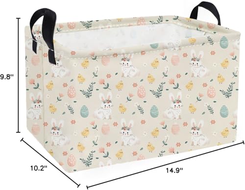 Image of Essme Rectangular Shelf Basket for Kids, Toy Organizer, Easter Gift. (Flower Easter Eggs)