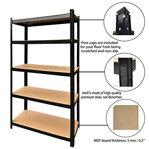 5-Tier Modern Bookcase, Heavy Duty Garage Storage, Utility Rack Shelves Organization Multipurpose Shelf For Shed Warehouse Basement Pantry, Height 170M #TOP4