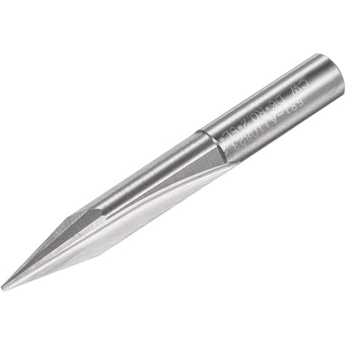 Tapered Wood Engraving CNC Router Bit, Solid Carbide 2 Straight Flutes Carving Tool for Acrylic PVC MDF Plastic, 6mm Shank 0.8mm Tip 25 Degree 50mm Length