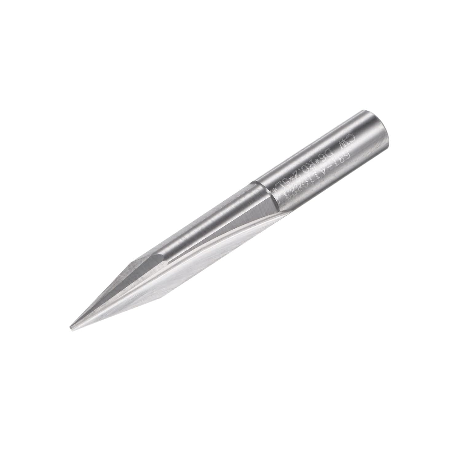 Tapered Wood Engraving CNC Router Bit, Solid Carbide 2 Straight Flutes Carving Tool for Acrylic PVC MDF Plastic, 6mm Shank 0.8mm Tip 25 Degree 50mm Length