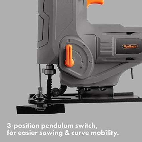 VonHaus E-Series Cordless Jigsaw Handheld 18V Electric Jigsaw with 3 Stage Pendulum Action Rechargeable Batteries 2.0 Ah Battery and Charger Included