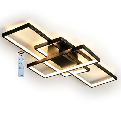 J.SUNUN Plafoniera LED Soffitto Dimmerabile Lampadario Soggiorno Lamp Moderno Rettangolo