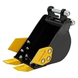 Minibaggerlöffel 20 cm Baggerlöffel aus Q235B-Manganstahl für 0,8–1,8 t Bagger, Schaufel mit Metallzinken für Erdarbeiten, Rohrgräben & Gartenbau