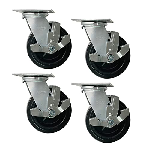Linco 6” Heavy Duty Casters - Set Of 4 Polyurethane Caster Wheels, Swivel Casters For Cart Wheels, Office Chair Wheels - Capacity: 3600 Lbs - Black #TOP21