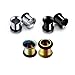 JOVIVI 6pc Mix-color Gauges Set Stainless steel Single Flared Ear Tunnels Plugs Stretcher Jewelry