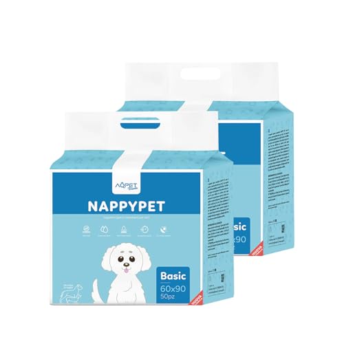 Tappetini igienici Assorbenti per Cani e Cuccioli ed Animali, Per l'addestramento con strisce Adesive confezione risparmio 100 pezzi, 60x90 cm