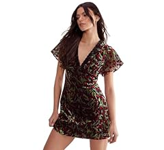 Nasty Gal Cherry Devore Lace Trim Open Back Mini Dress