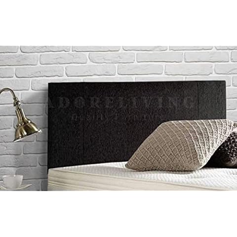 Divan Bed Headboard Rio Padded Chenille Fabric with Supplied Struts and Bolts (Black, Single 3 FEET) Cover
