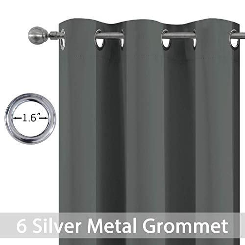 Yakamok Room Darkening Grommet Window Drapes Thermal Insulated Light Blocking Blackout Curtains for Bedroom(Dark Grey,38Wx84L,2 Panels)