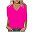 Hot Pink 3/4 Sleeve Shirts for Women