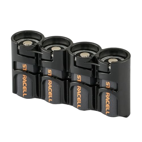 Storacell Slimline CR123 Battery Storage Caddy, Black, Holds 4 Batteries (Not Included)