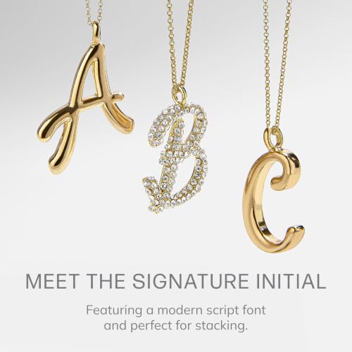 BaubleBar Gwen Pave Signature Initial Necklace - Jewelry for Women - Classic Script Pendant Letter Necklace - Hypoallergenic Snake Chain - 18 Inch + 2" Extender, Letter B by BaubleBar - Used condition - Image 4
