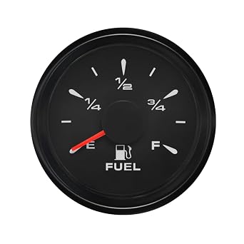 ELING 52mm Fuel Level Gauge Meter 0-190ohm 240-33ohm Signal with 8 Backlights 9-32V Black+Black