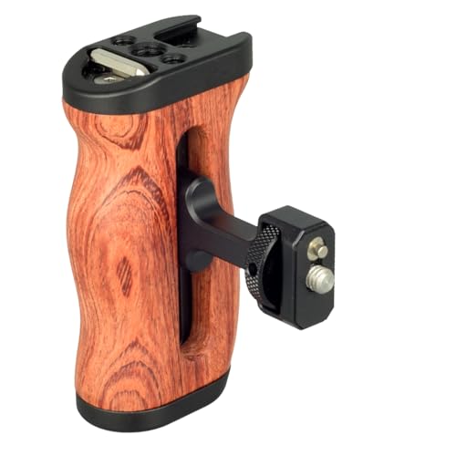 Image of Wooden Camera Cage Side Handle Grip with 1 /4 inch Screw Locating Mount for ARRI, Mini Side Handle for Smartphone Cage Video Rig and Action Camera Cage Compatible with Gopro /Insta360 /DJI Osmo