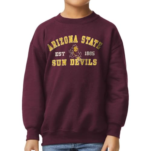 Barnesmith Arizona State University Apparel ASU Sun Devils Unisex Youth Crewneck Sweatshirt Vintage Maroon Small
