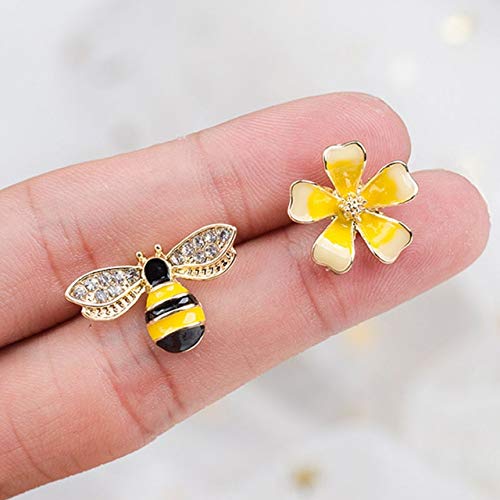 Boucles d'oreilles abeille et fleur exquises avec finition de qualité supérieure - 2