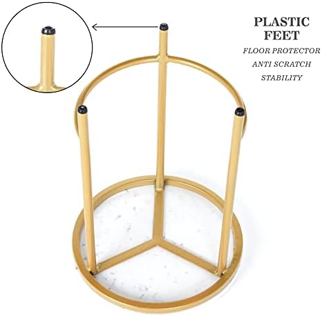 Penguin Home Coffee Side End Table Marble Effect Top & Stainless Steel Frame Side Table Round Occasional Stand Tea Table for Living Room Home and Office Gold Frame