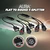 OPT7 Aura 2-PCS Flat to Round Splitter Y Cable, 4 Pin RGB SM Male to Waterproof Female Conversion Connector for Aura Pro Bluetooth Control Box, Compatible w Connect App