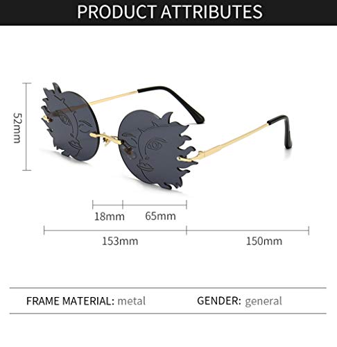 ENTHYI Rimless Round Sunglasses Women Trendy Funny Polygonal Moon Smiley Ladies Eyeglasses4