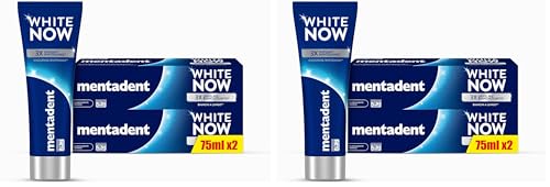 Mentadent Dentifricio White Now Original, Dentifricio Sbiancante con White-Correct e White-Infinity Technology, 2x75 ml (Confezione da 2)