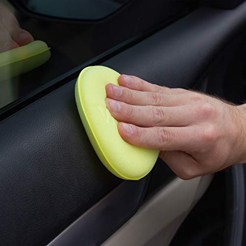 Viking Foam Wax Applicator Pads And Cleaning Pads, Soft Car Detailing Sponges, Yellow, 4.25 In. Diameter, 6 Pack #TOP5