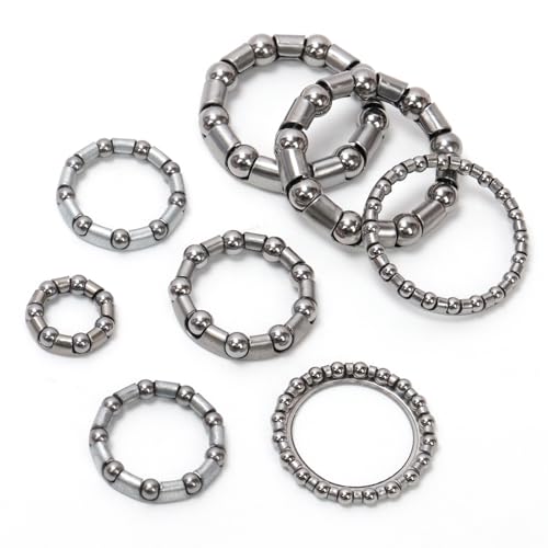 Mardatt 50Pcs 10 Kinds of Bike Ball Bearing Headset Retainer Kit, Silver Crank Caged Wheel Ball Bearing, 4mm to 8mm / 1/6” to 1/3” Repair Accessories for MTB Bicycle Part or Bottom Bracket - Thumbnail 4