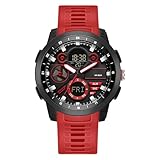 findtime Orologio digitale tattico militare da uomo, impermeabile fino a 5 atm, orologio sportivo analogico con 12/24 ore, retroilluminazione a LED, sveglia, cronometro, conto alla rovescia, Rosso