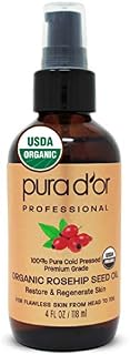 PURA D'OR Organic Rosehip Seed Oil (4oz / 118mL) 100% Pure Cold Pressed