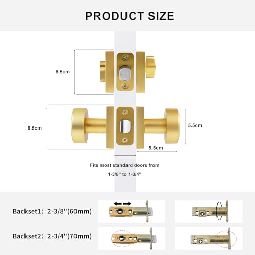 coolnews Gold Door Knob and Single Cylinder Deadbolt Set, Exterior Door Knobs with Lock and Deadbolt, Stain Brass Finish by coolnews - Used condition - Image 5