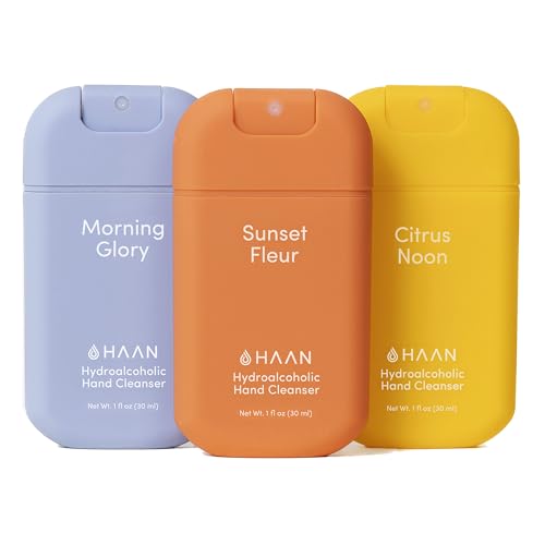 HAAN Spray Hidratante para Manos con Aloe Vera (Pack de 3) – 1 unidad por aroma: Sunset Fleur, Morning Glory y Citrus Noon – 30 ml