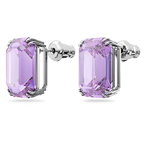 Swarovski Millenia Stud Earrings, Octagon Cut Crystal, Purple, Rhodium Plated #TOP15