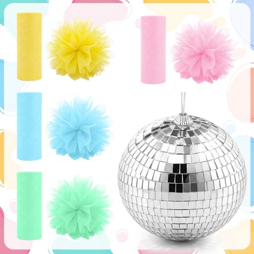 4 Pcs Back to School Disco Classroom Decor, 6in Silver Mirror Ball by Vertintong - Used condition - Image 3