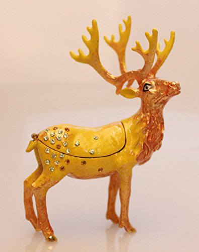 Znewlook New Collectible Deer Jewelry Box Reindeer-Shaped Pill Box Box (Gold) #TOP1