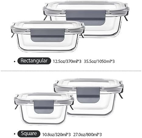 S SALIENT 24 Pieces Glass Food Storage Containers with Lids,Glass Meal Prep Containers Set with Locking Lid,Airtight Glass Lunch Container for Kitchen,BPA Free(12 Lids & 12 Containers) - 1