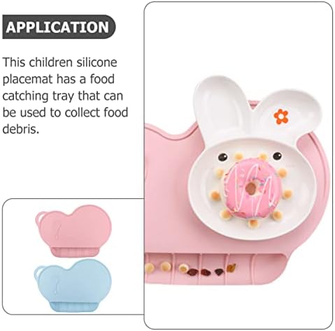 SECFOU 2pcs Infant Toddler Training Mat Non- Food Grade Placemats Spill Dining for Suction Children Baby Silicone Childrens Proof Placemat Non-slip Kids Slip Eating Divided Catching