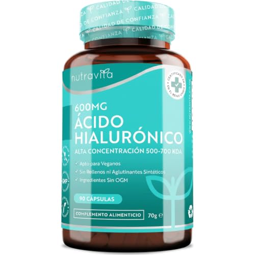 Cápsulas De Ácido Hialurónico De 600 Mg - Suministro De 3 Meses - Dosis Alta Con 500-700 Kda - Sin Ogm Sin Rellenos Ni Aglutinantes Sintéticos - Nutravita
