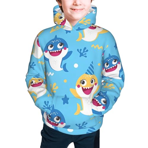 Cute Shark Kids Pullover Hoodies Boys Sweatshirts Girls Athletic Clothes with Pocket2