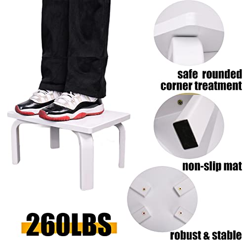 Jynpioe Step Stool For Kids, Mdf Step Stool For Toddler Potty Training Mdf Board Stool For Nursery Kitchen Toilet With Safety Non-Slip For Stool Legs Mats Children&Adults(White) #TOP4