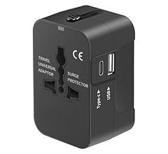 Travel Adapter, Worldwide All in One Universal Travel Adaptor AC Power Plug Adapter Wall Charger with USB-C and USB-A Charg…