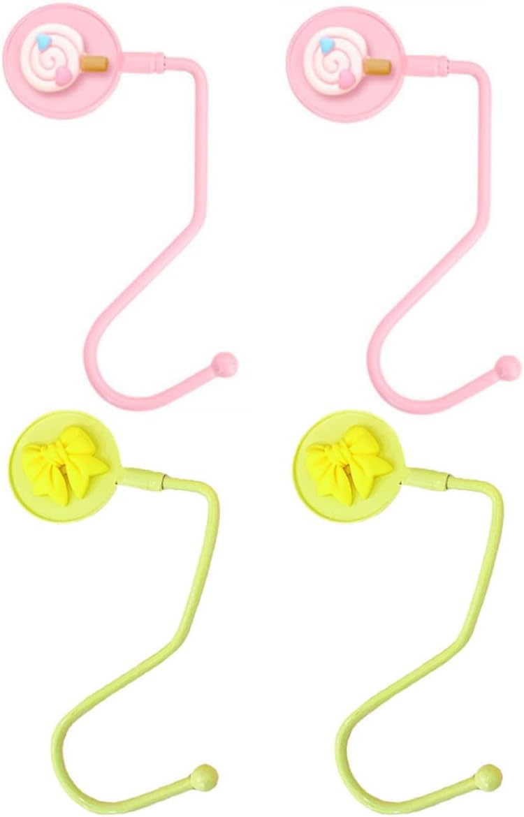 4pcs Purse Hanger Hooks for Table and Desk, Plastic and Alloy Handbag Holders to Keep Purses the Floor, Suitable for Working and Living Room Desk Use
