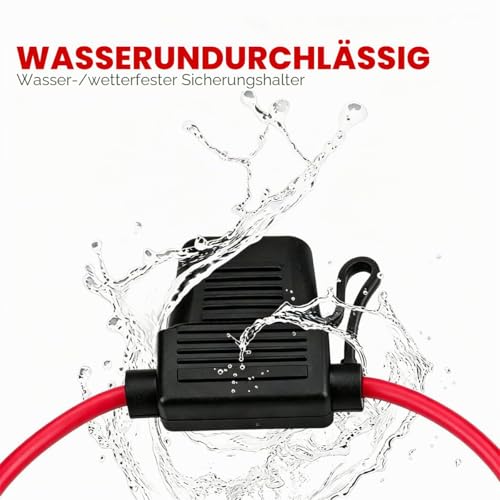 Gebildet 5pcs 16AWG Sicherungshalter mit Draht für KFZ LKW, 32V 20A Inline Flachsicherung Wasserdicht Halter, mit 6-teiligen Standard Mittel Flachsicherungen (3A /5A /7.5A /10A /15A /20A)