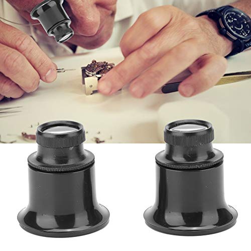 Watch repair magnifier, 2 pieces 20X watch magnifier jewelery eye magnifiers watchmaker's magnifier precision mechanic's magnifier watchmaker's eye eyepiece