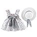 NEEKY Robe Bébé Fille Ete sans Manches en Dentelle Pastèque Impression avec Chapeau de Parasol Princesse Robe(80,Gris)